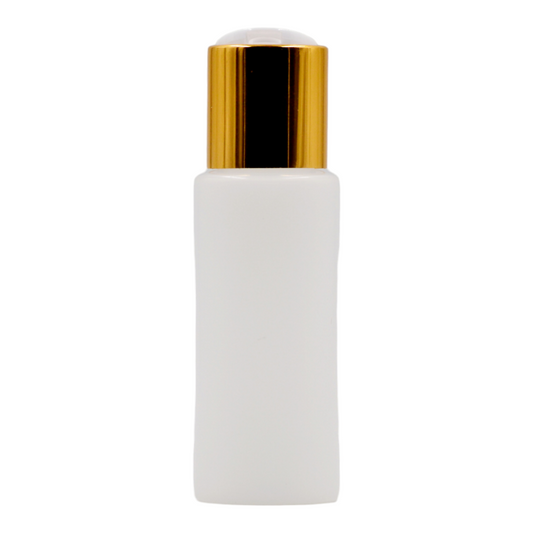 50ml Frosted Natural bottle/White & Gold Collar Disc Top