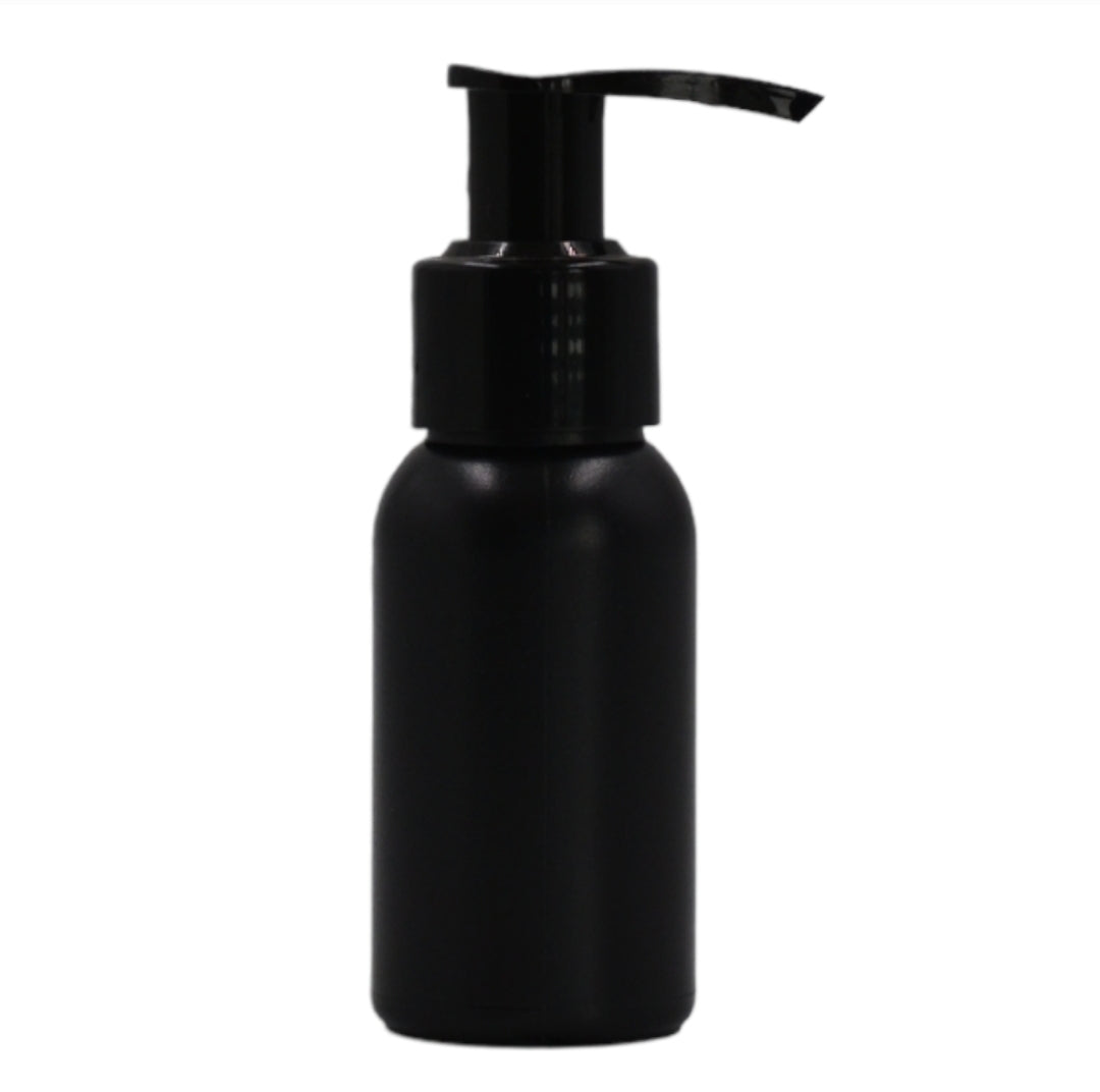 50ml HDPE Boston black bottle (24mm neck)-black lotion pump