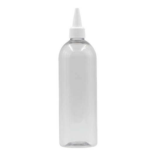 500ml Clear Tall Bottle (24mm neck)-White Kas Spout cap